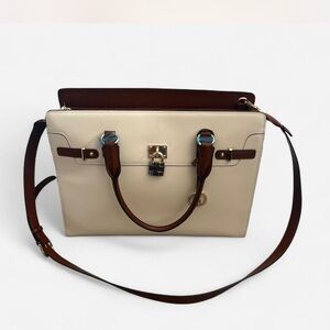Elegant Cream and Brown Women's Handbag